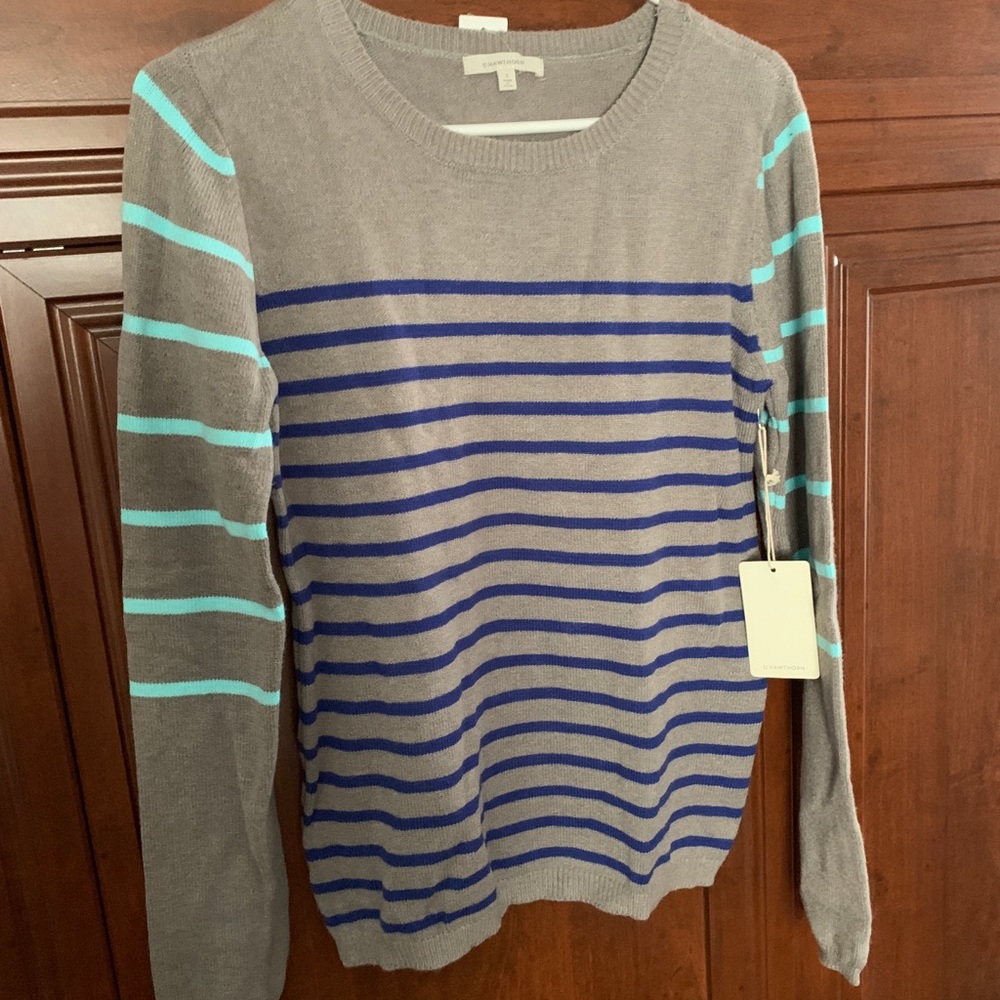 NWT Hawthorn color striped crew neck sweater.